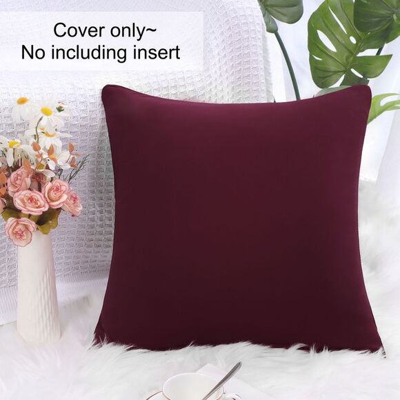 Square Throw Pillow Case Cushion Cover Home Sofa 18" x 18" Burgundy - Picture 5 of 6